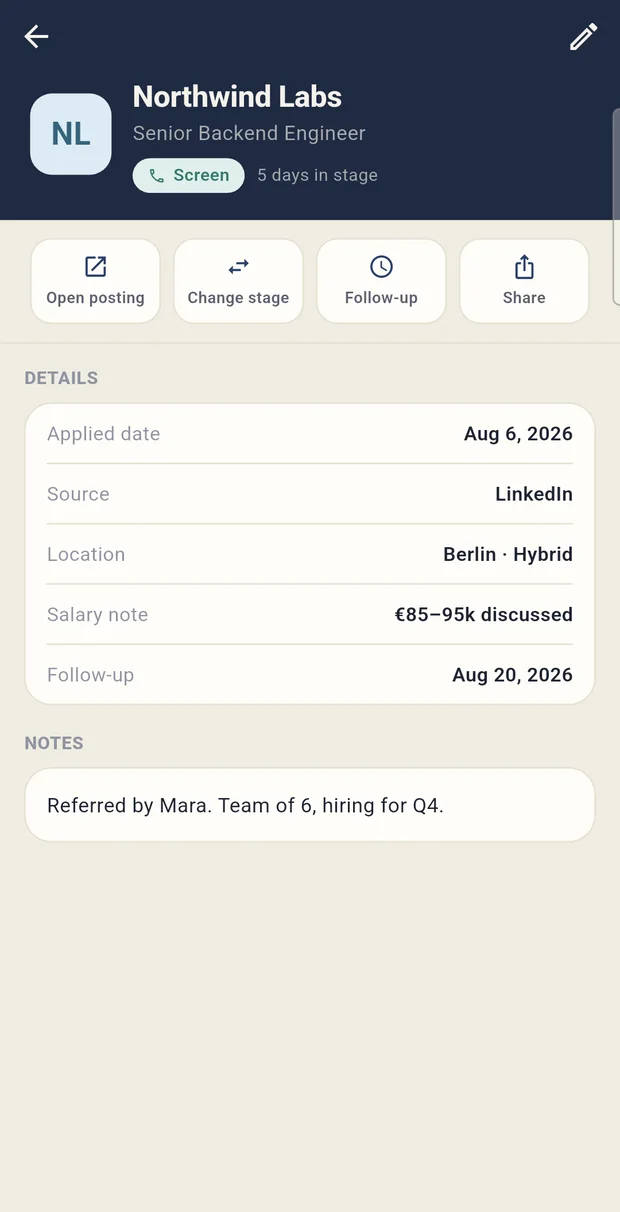 Applied — application detail