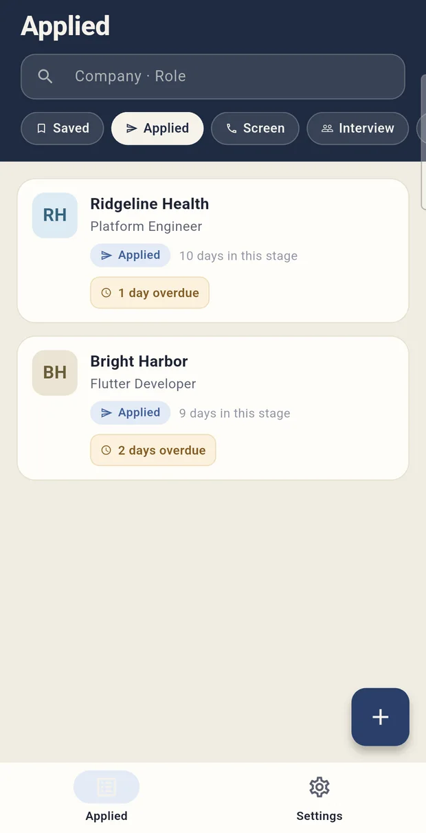 Applied — overdue follow-up warning