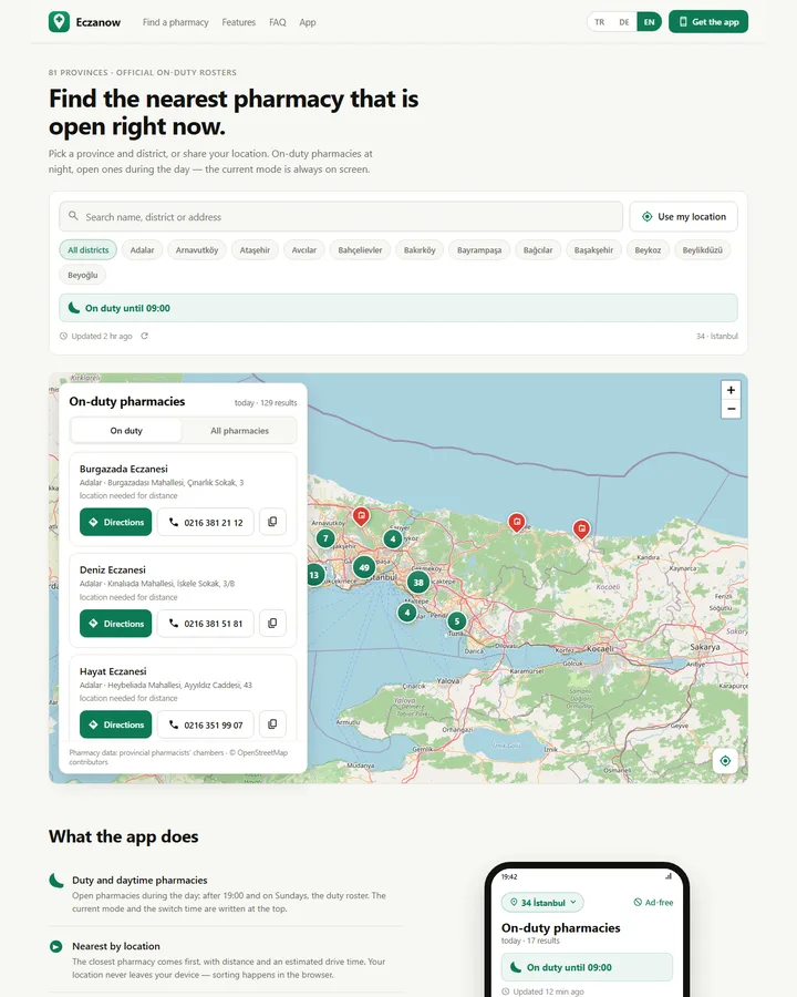 The Eczanow web app