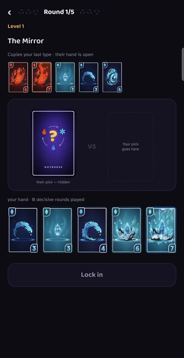 Outguess — duel screen with both hands open