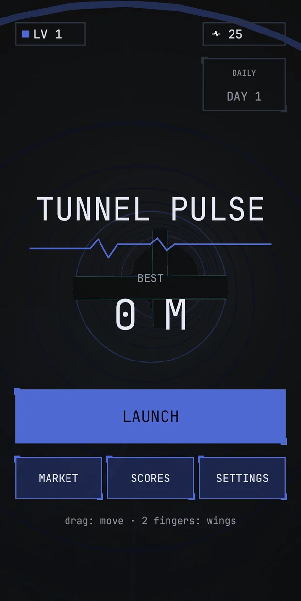 TunnelPulse — main menu and best score