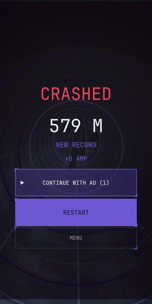 TunnelPulse — end of run score screen